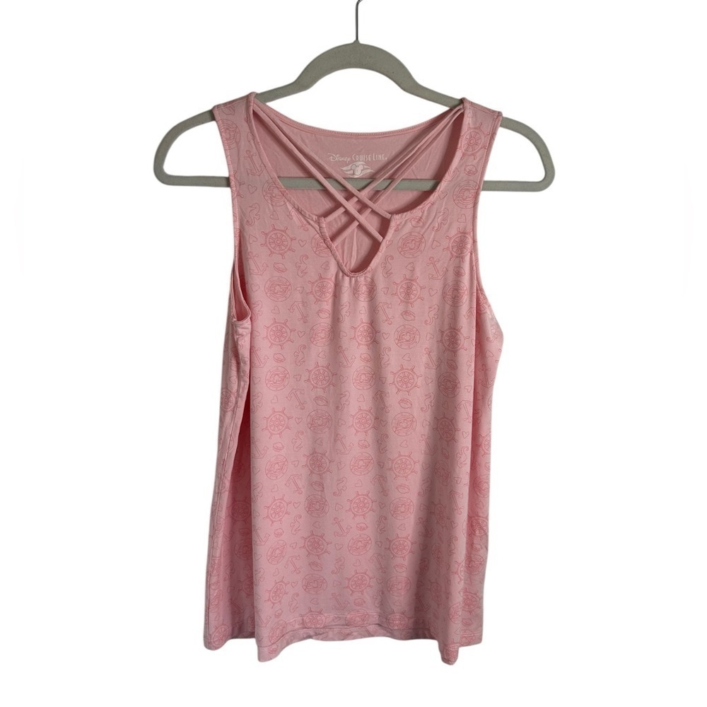 Disney Cruise Line Pink Nautical Print Sleeveless Tank Top Women’s Sz Small NWT